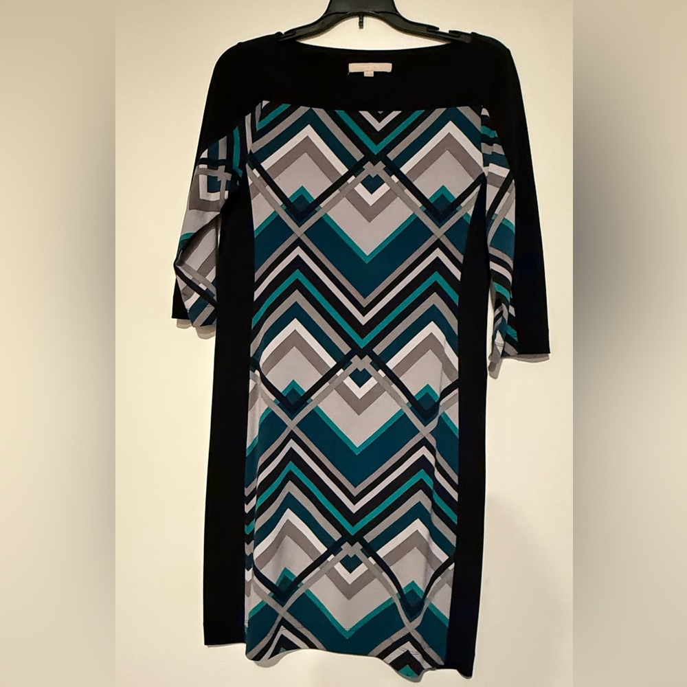 Banana Republic Green and Blue Sheath Dress 3/4 Raglan Sleeves